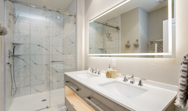 Guest Bathroom with Dual Vanities