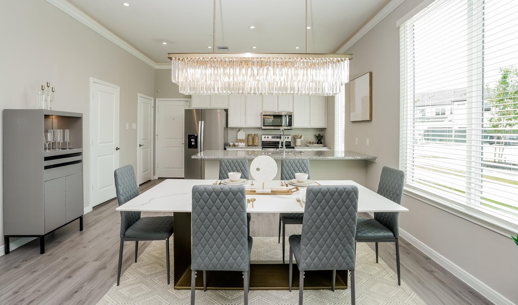a kitchen and dining room