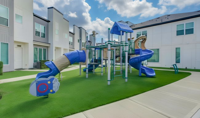 a playground in a courtyard